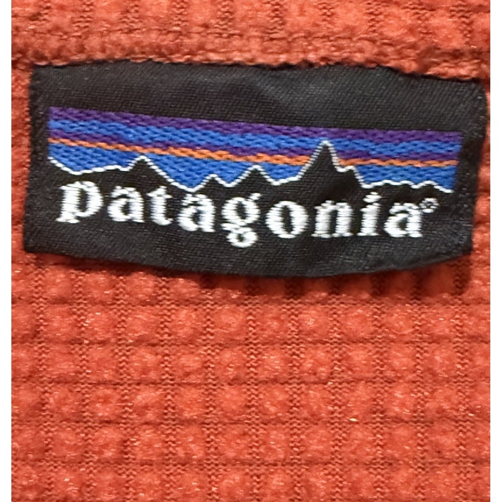 Patagonia Regulator Medium‎ Grid Waffle Fleece Pullover 1/2 Zip Orange Gray EUC - Picture 4 of 7